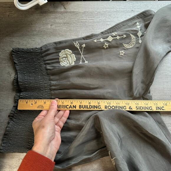 NWT Odd Molly Embroidered Pull On Wide Leg Pants Grey 1 or small - Picture 11 of 14